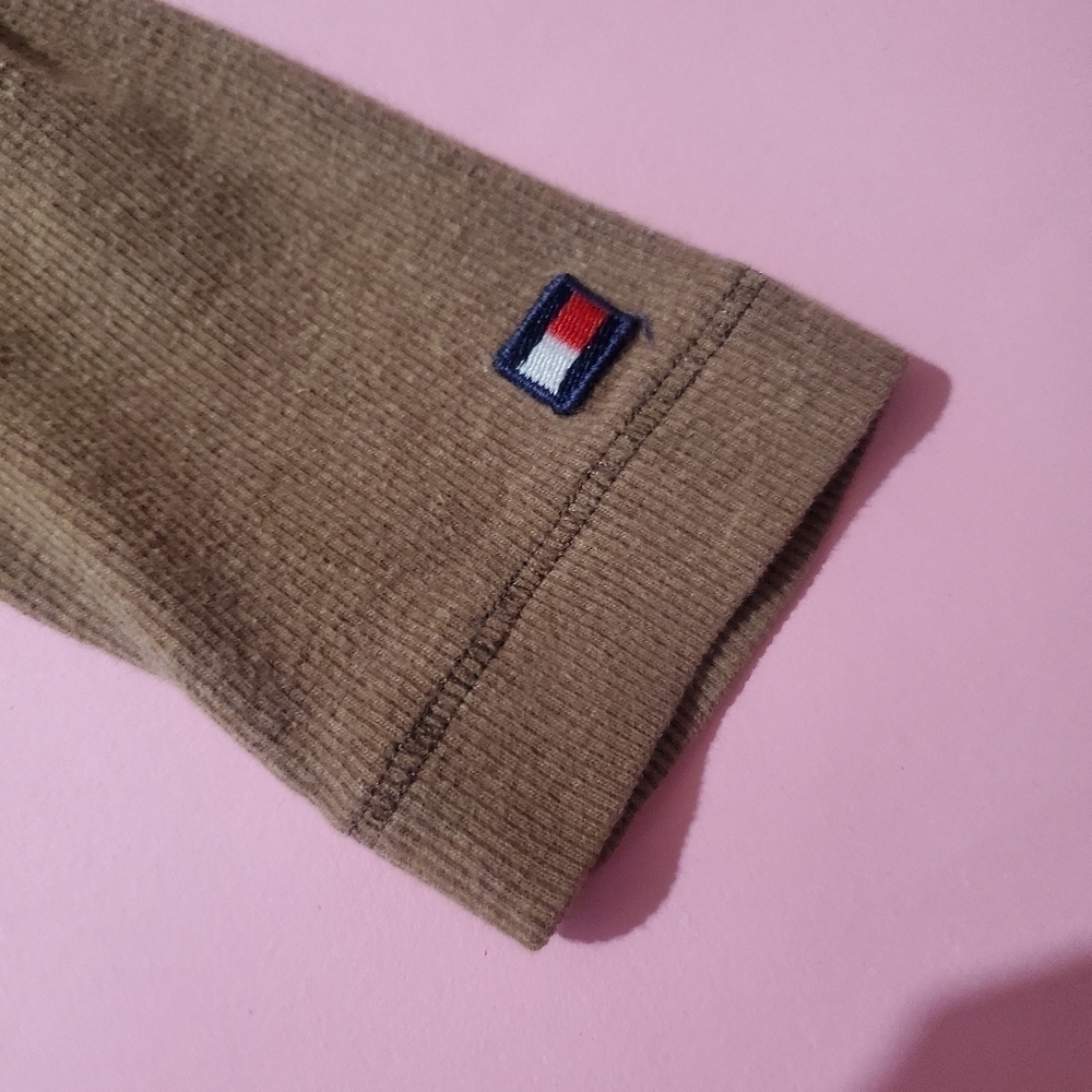 Tommy Hilfiger Olive Green Zip Up Knit Sweater - Picture 5 of 8
